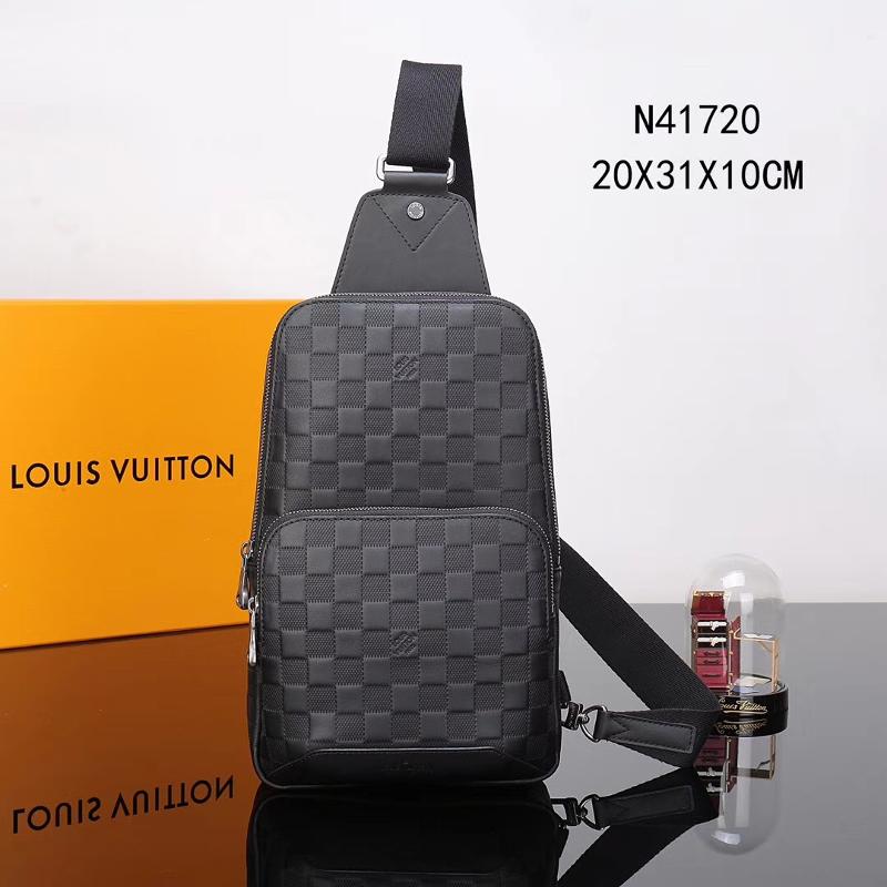 LV Shoulder Handbags N41720 Full leather pressed grid black